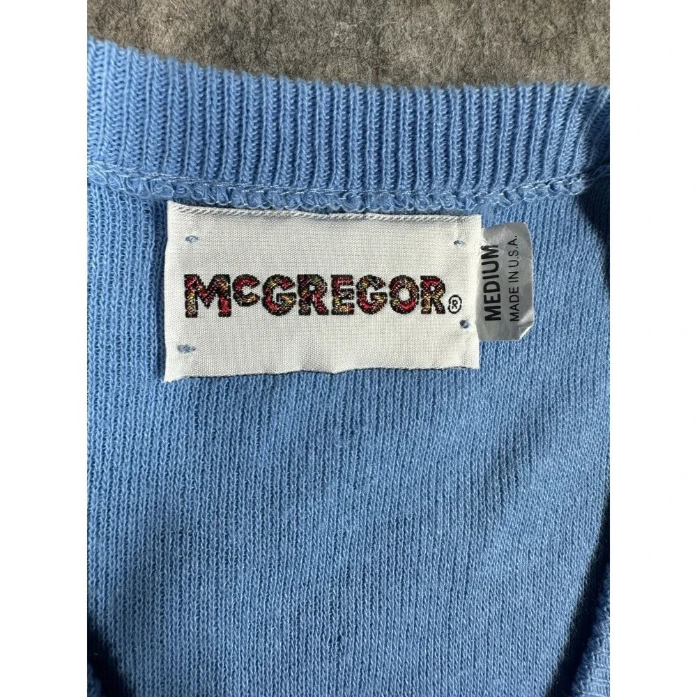 Vintage 70s 80s McGregor Sweater Vest Mens M Blue V Neck Acrylic USA Made